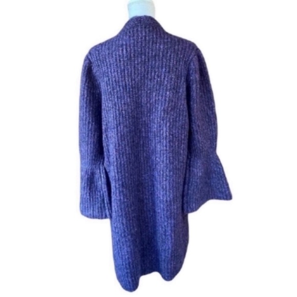 Roller Rabbit Womens Long Duster Sweater Cardigan Purple Size Medium Large Cable - Picture 3 of 4